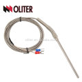 OEM flexible or no flexible cable silvery shielded three wire probe sensor rtd pt100 temperature sensor